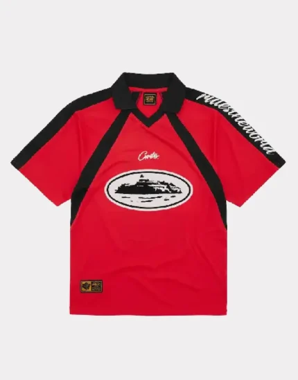 Corteiz Alcatraz Football T Shirt Red (2)