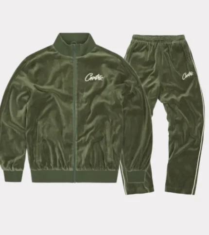 Corteiz VVS Velvet Tracksuit Green (4)