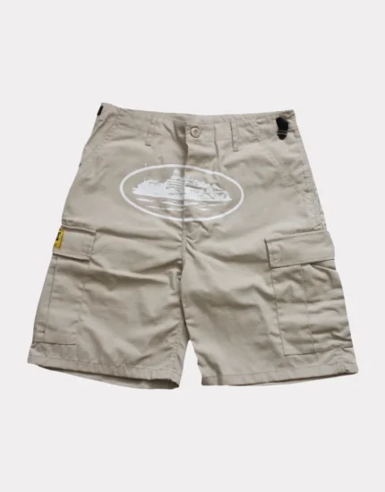 Corteiz Guerillaz 21′ Cargo Shorts Beige (2)