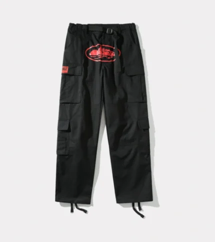 Corteiz Purp Guerillaz Cargos Black Red (2)